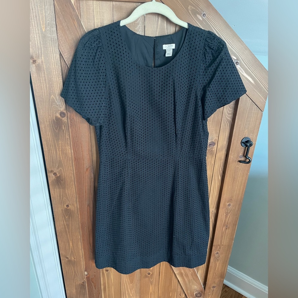 JCrew Black Eyelet Short Sleeve Dress - size 4